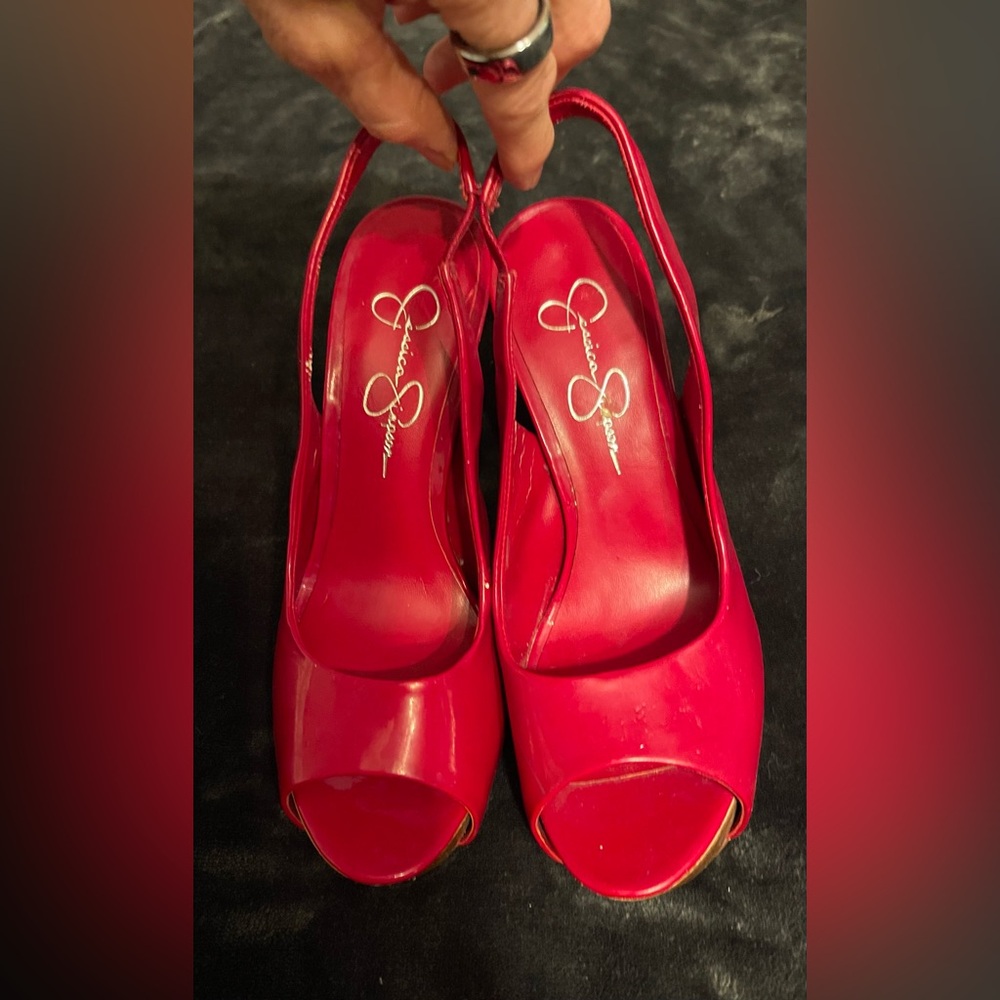 Sexy red stiletto Jessica Simpson pumps